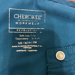 Cherokee workwear scrub jacket teal